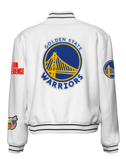 GOLDEN STATE WARRIORS WOOL VARSITY JACKET White