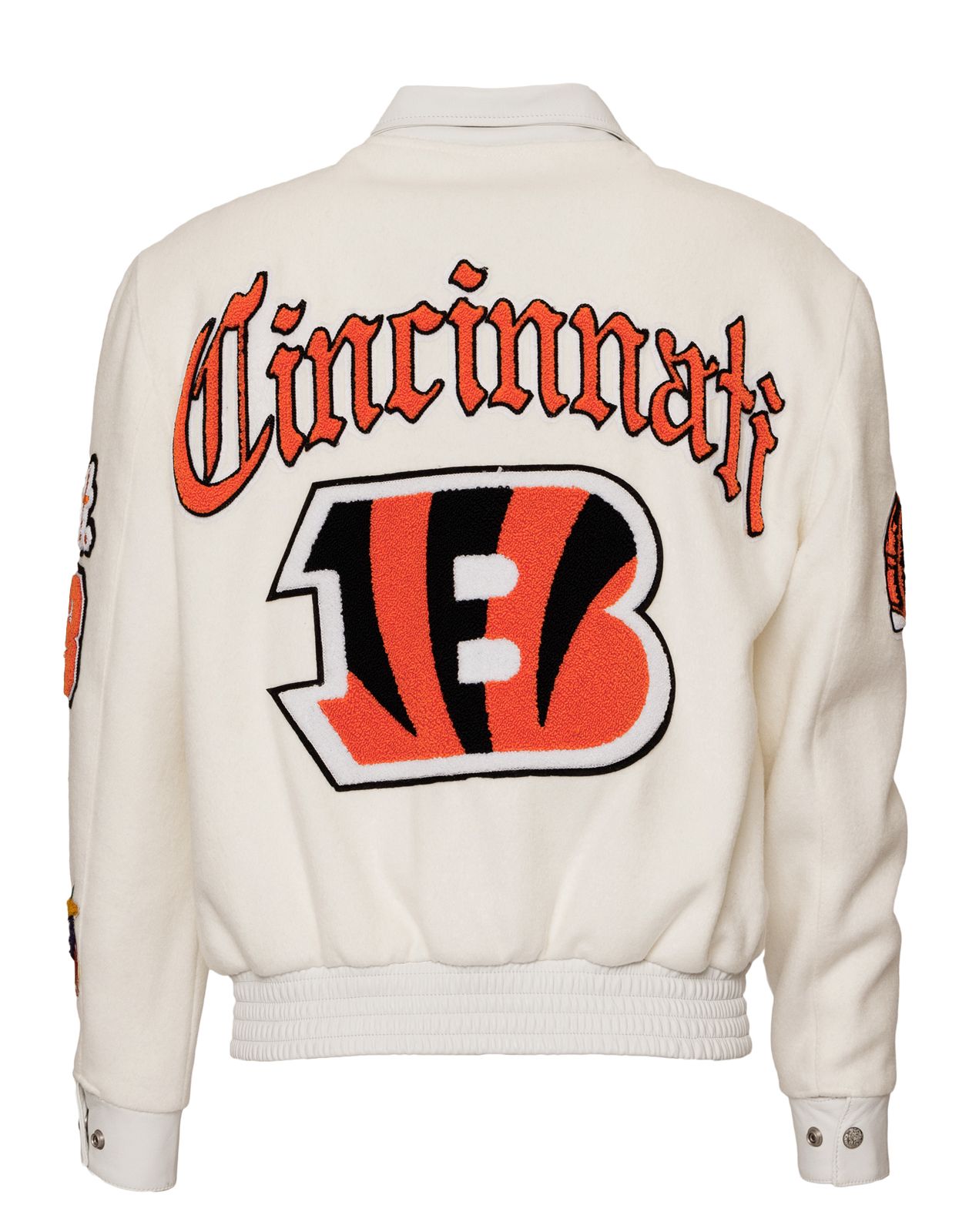 CINCINNATI BENGALS WOOL & LEATHER VARSITY JACKET White