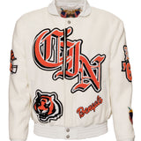 Cincinnati Bengals Wool & Leather Varsity Jacket White