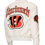 Cincinnati Bengals Wool & Leather Varsity Jacket White