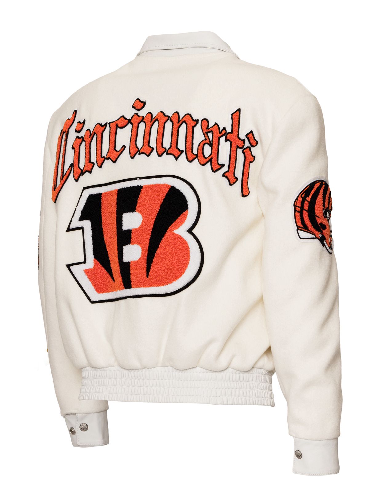 CINCINNATI BENGALS WOOL & LEATHER VARSITY JACKET White