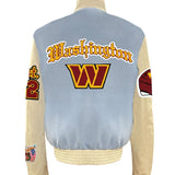 Washington Commanders Wool & Leather Old English Varsity Jacket Baby Blue