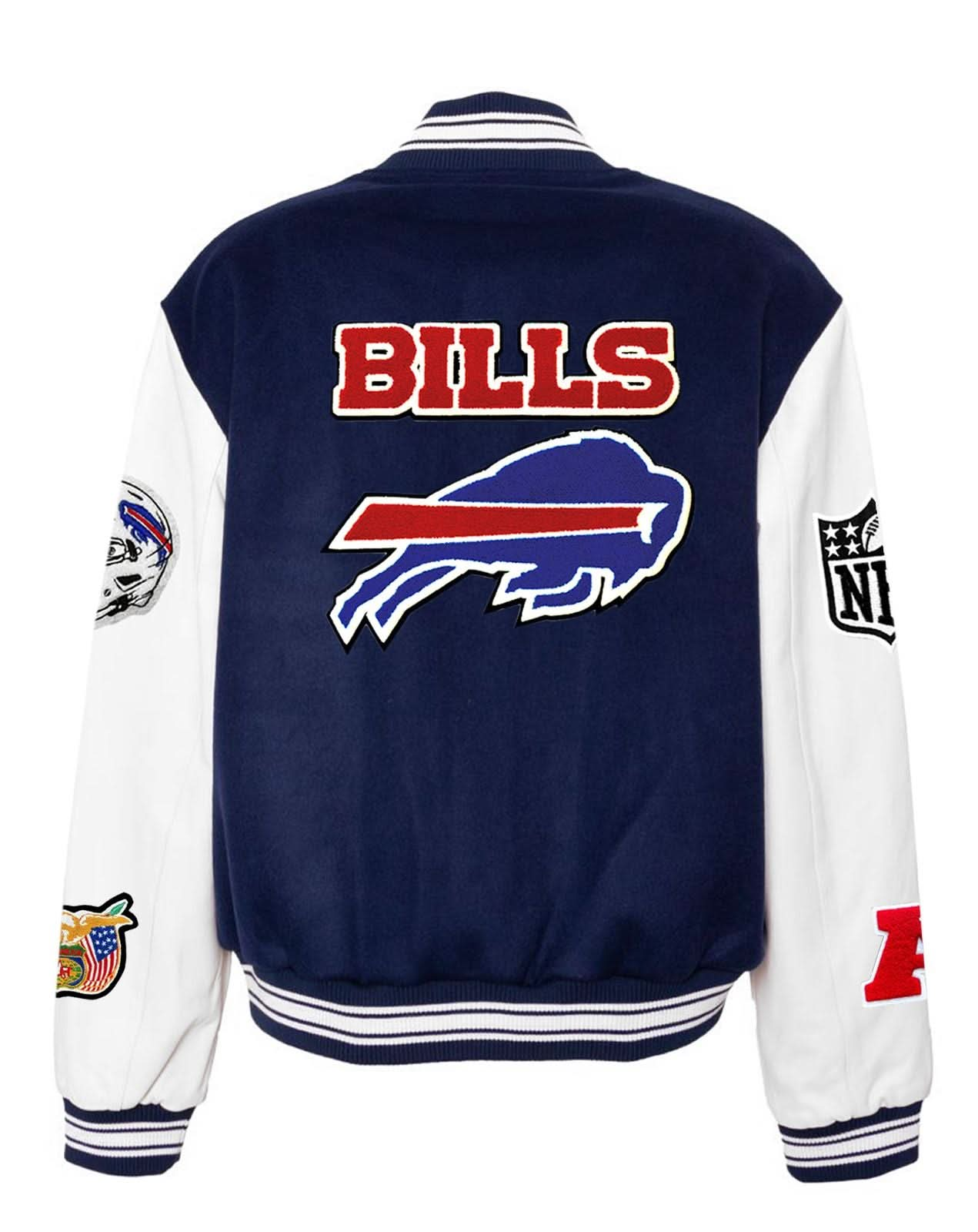 BUFFALO BILLS WOOL & LEATHER VARSITY JACKET Navy/White