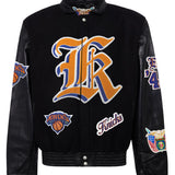 New York Knicks Old English Wool & Leather Jacket Black