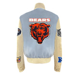 Chicago Bears Wool & Leather Varsity Jacket Baby Blue