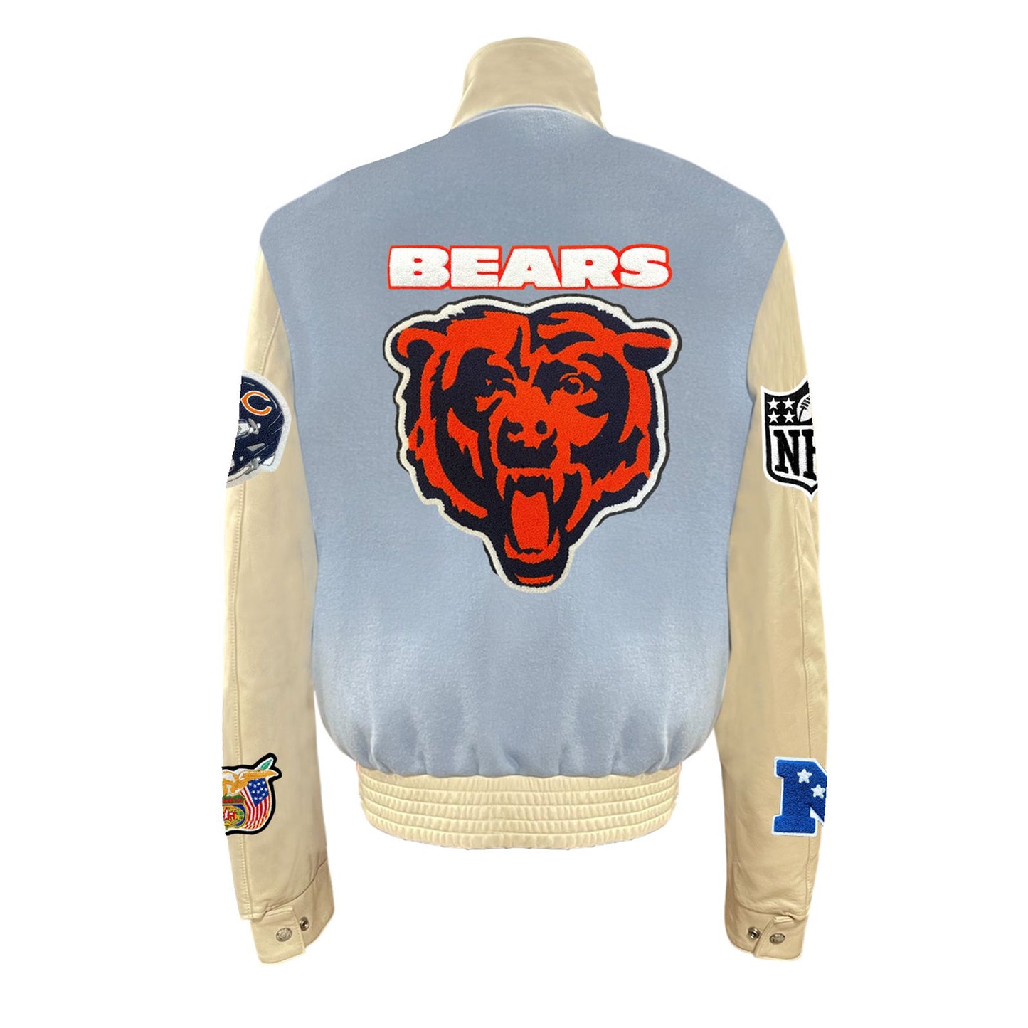 CHICAGO BEARS WOOL & LEATHER VARSITY JACKET Baby Blue