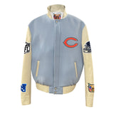 Chicago Bears Wool & Leather Varsity Jacket Baby Blue