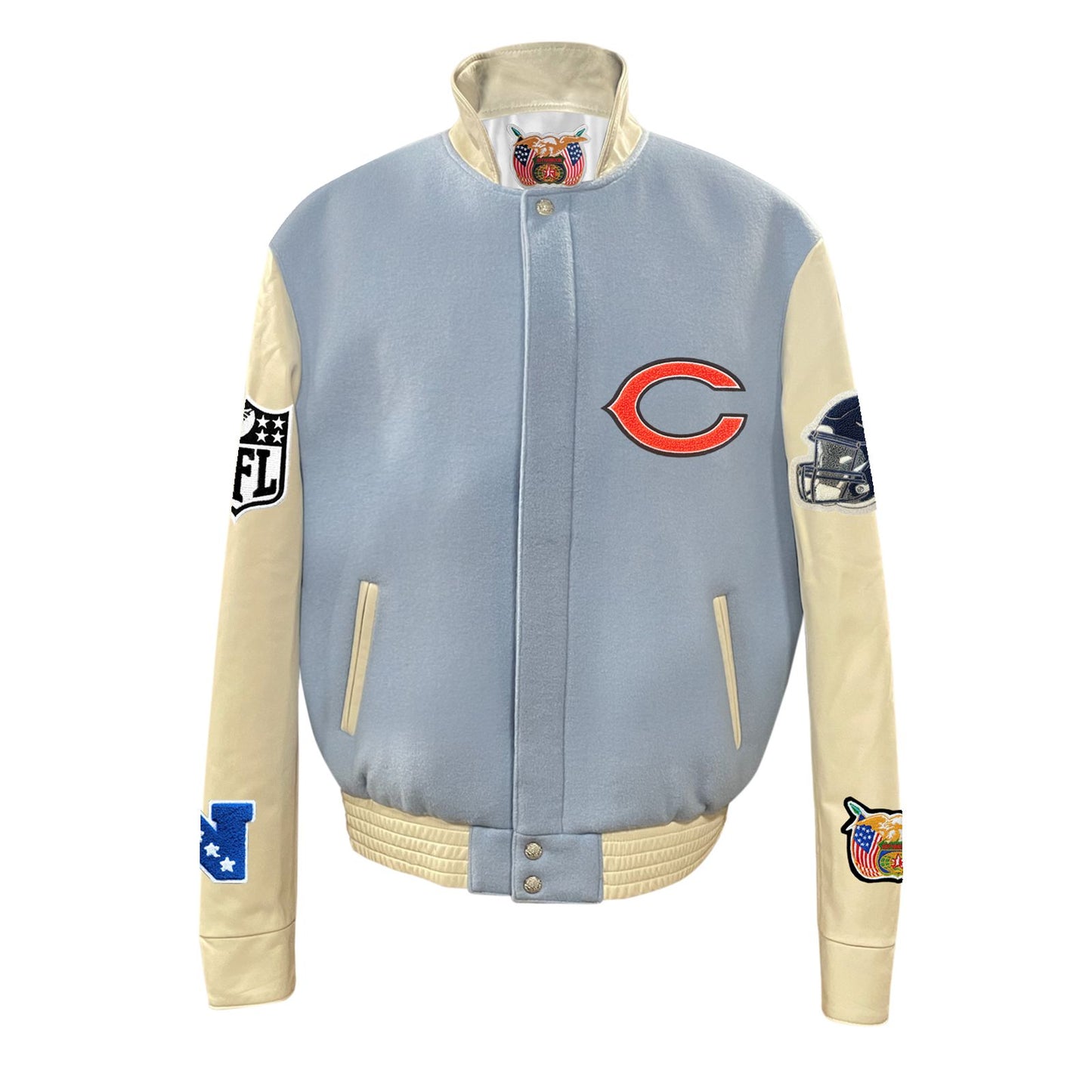 CHICAGO BEARS WOOL & LEATHER VARSITY JACKET Baby Blue