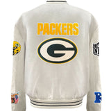 Green Bay Packers Wool Varsity Jacket White
