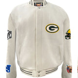 Green Bay Packers Wool Varsity Jacket White