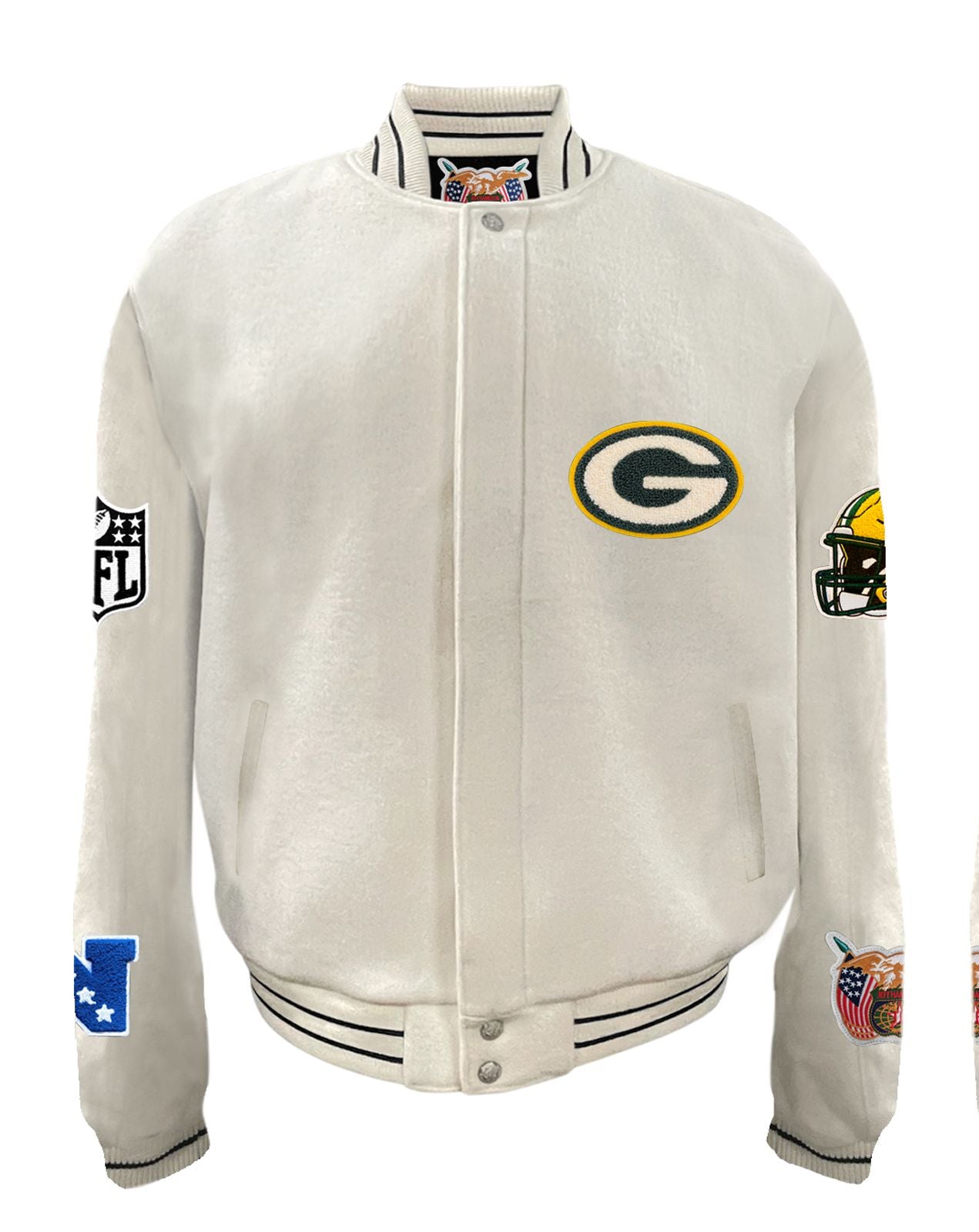 GREEN BAY PACKERS WOOL VARSITY JACKET White