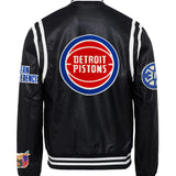 Detroit Pistons Vegan Leather Jacket Black / White