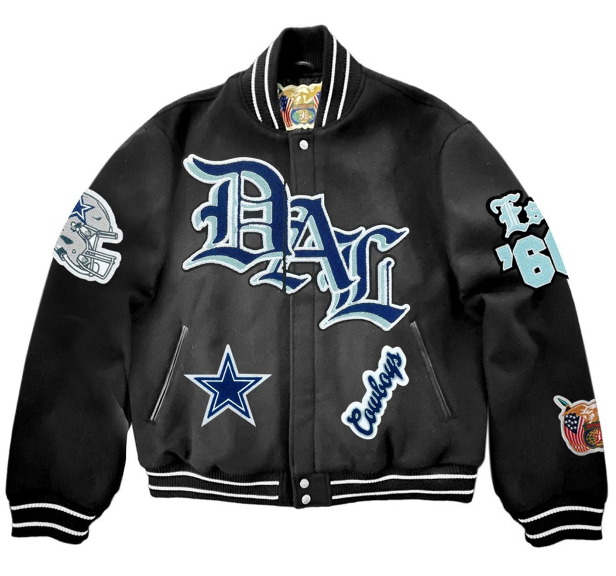 DALLAS COWBOYS WOOL OLD ENGLISH VARSITY JACKET Black