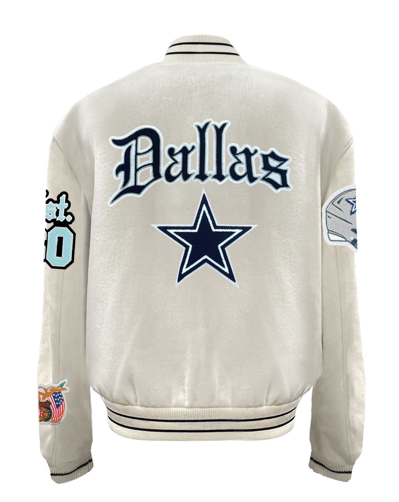 DALLAS COWBOYS WOOL OLD ENGLISH VARSITY JACKET White