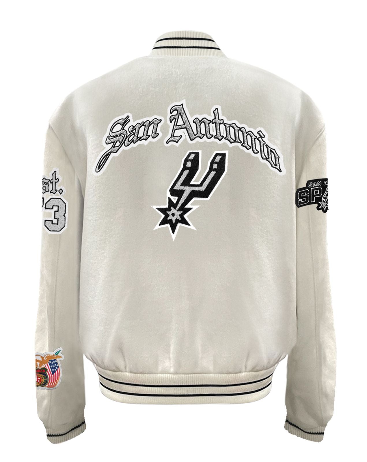 SAN ANTONIO SPURS WOOL OLD ENGLISH VARSITY JACKET White