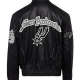 San Antonio Spurs Full Leather Old English Jacket Black