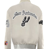 San Antonio Spurs Wool & Leather Old English Jacket White