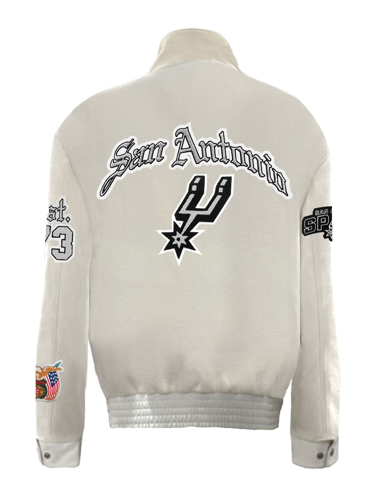 SAN ANTONIO SPURS WOOL & LEATHER OLD ENGLISH JACKET White