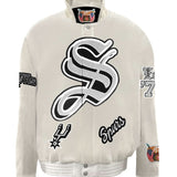 San Antonio Spurs Wool & Leather Old English Jacket White