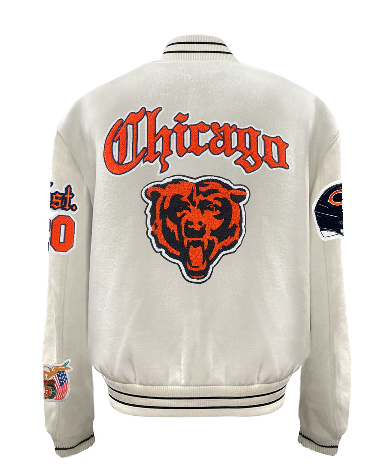 CHICAGO BEARS WOOL OLD ENGLISH VARSITY JACKET White