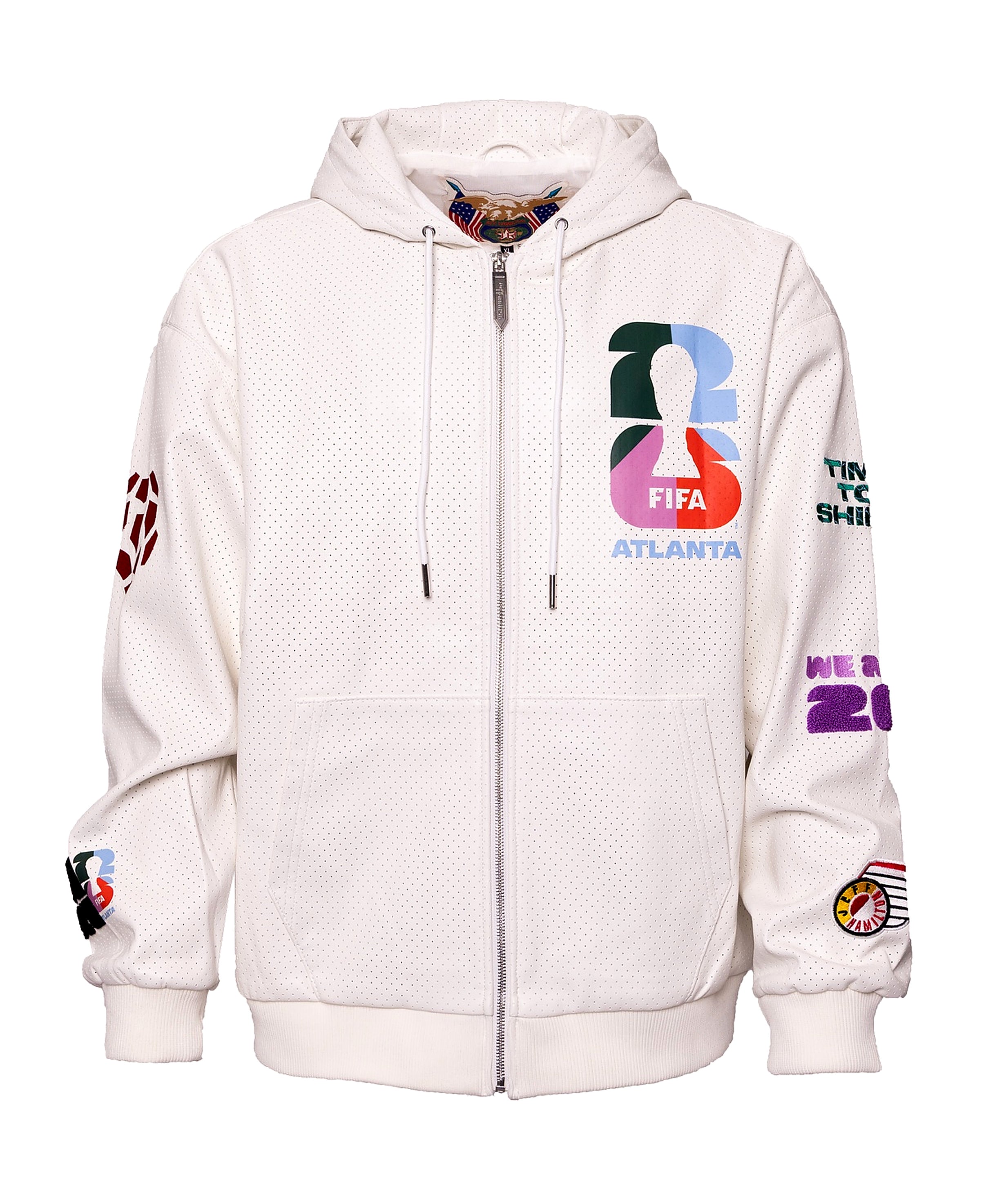 FIFA World Cup 2026 Atlanta Vegan Leather Zip-Up Hooded Jacket