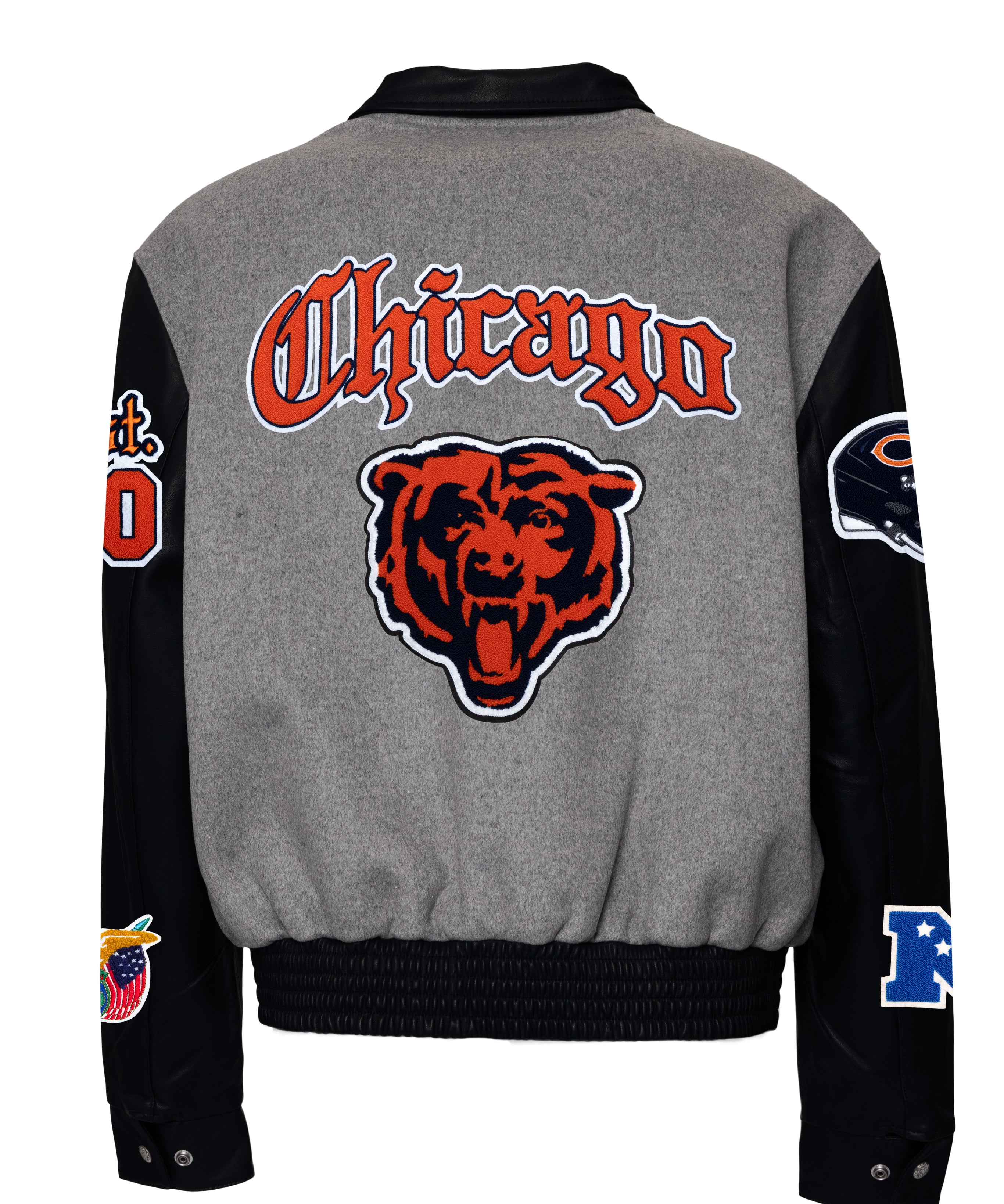 Chicago Bears Wool & Leather Old English Varsity Jacket