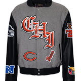 Chicago Bears Wool & Leather Old English Varsity Jacket