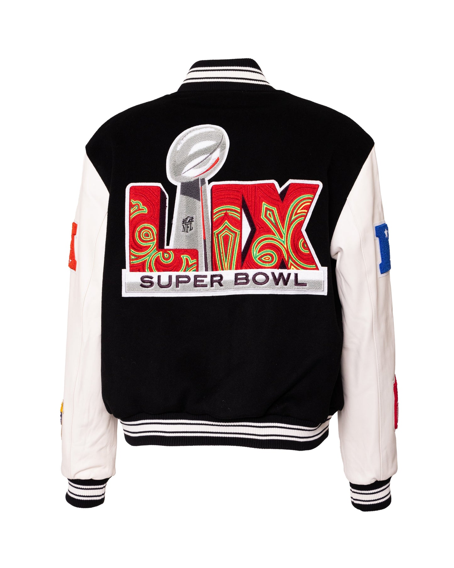 SUPER BOWL 2025 WOOL & LEATHER VARSITY JACKET Black/White