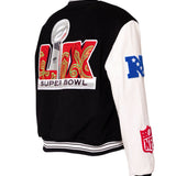 Super Bowl 2025 Wool & Leather Varsity Jacket Black/White