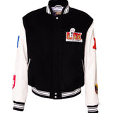 Super Bowl 2025 Wool & Leather Varsity Jacket Black/White