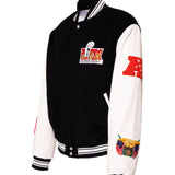 Super Bowl 2025 Wool & Leather Varsity Jacket Black/White