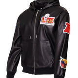 Super Bowl 2025 Vegan Leather Zip-Up Hooded Jacket