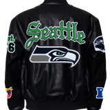 Seattle Seahawks Full Leather Jacket Old English Black