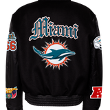 Miami Dolphins Wool & Leather Old English Varsity Jacket