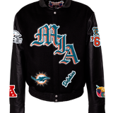 Miami Dolphins Wool & Leather Old English Varsity Jacket