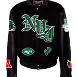New York Jets Wool & Leather Old English Varsity Jacket