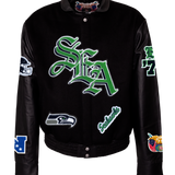 Seattle Seahawks Wool & Leather Old English Varsity Jacket