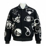 NBA Collage Wool & Leather Jacket