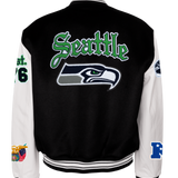 Seattle Seahawks Wool & Leather Old English Varsity Jacket