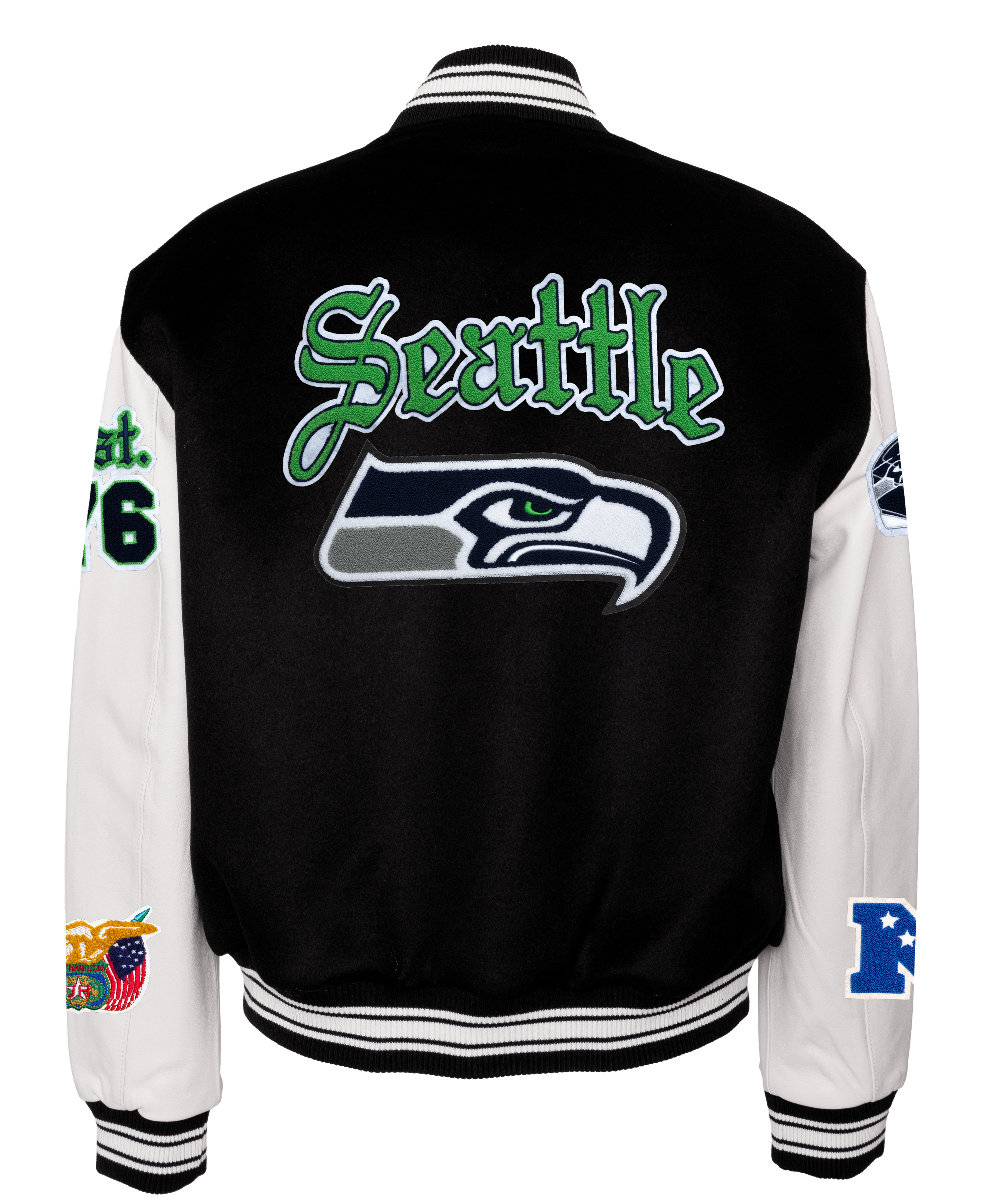 Seattle Seahawks Wool & Leather Old English Varsity Jacket