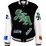 Seattle Seahawks Wool & Leather Old English Varsity Jacket