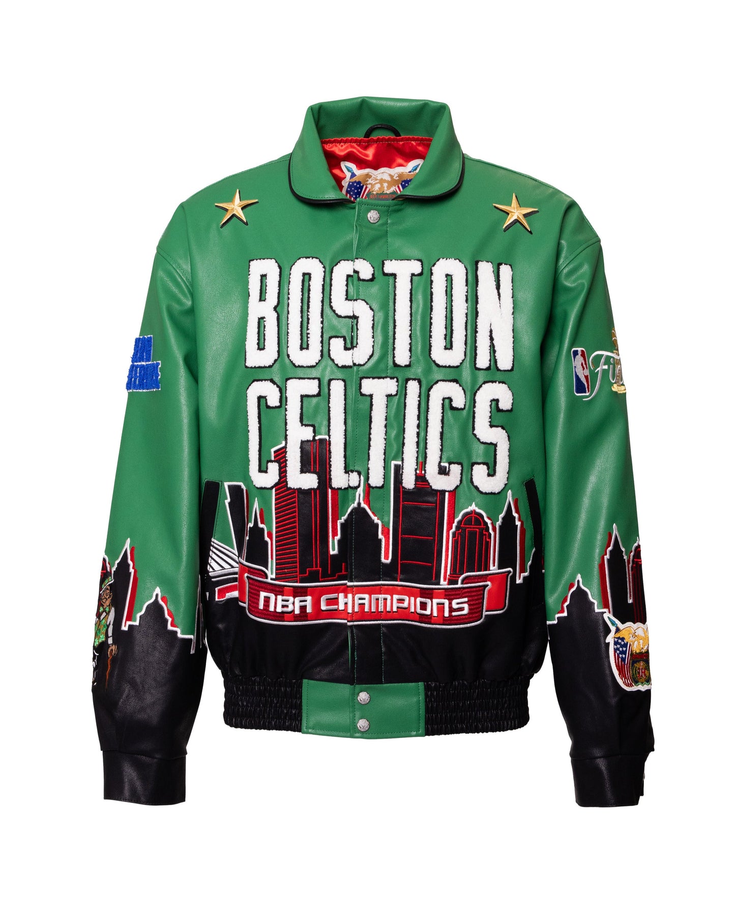 2024 NBA CHAMPION BOSTON CELTICS SKYLINE VEGAN LEATHER CHAMPIONSHIP JACKET