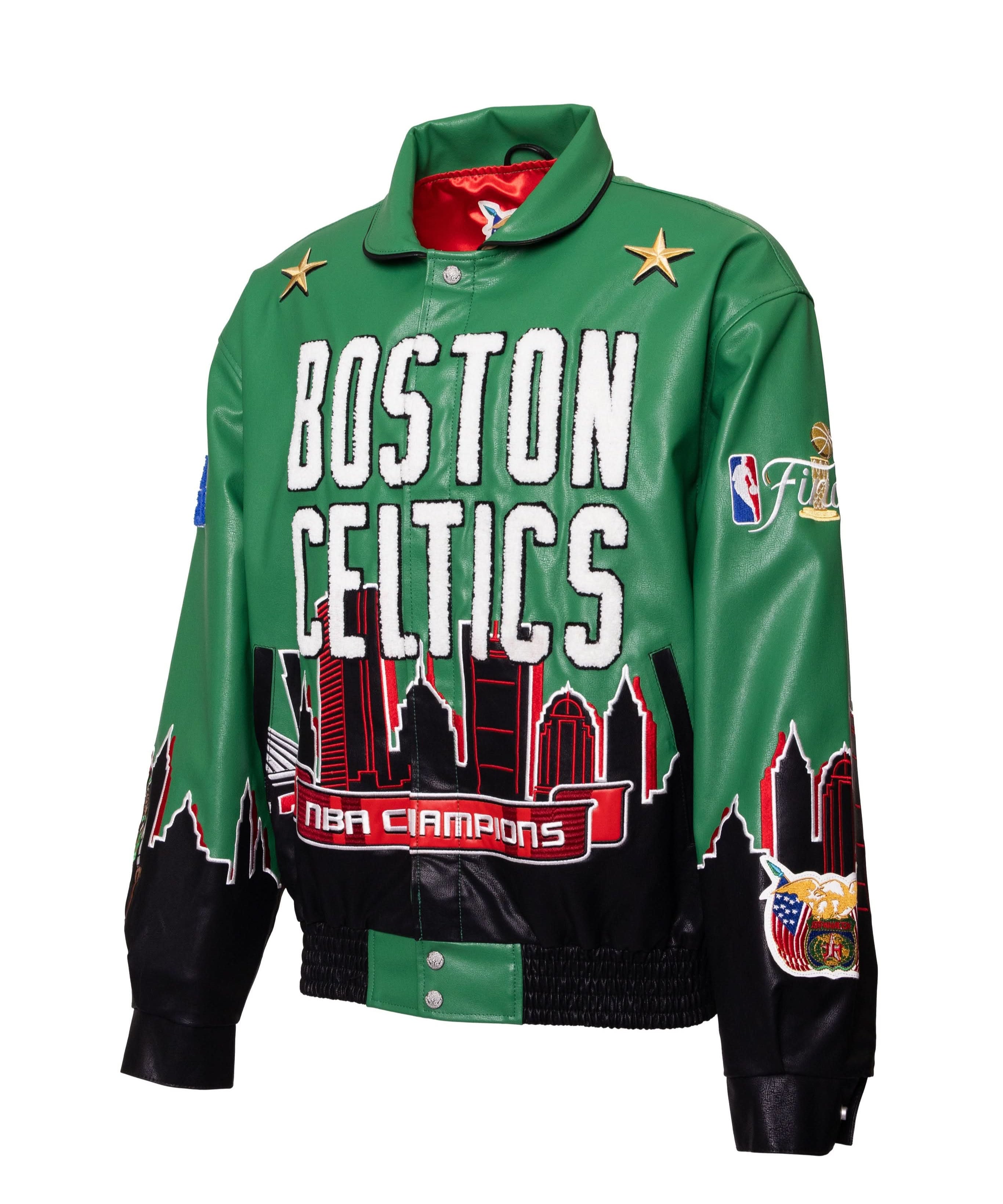 2024 NBA Champion Boston Celtics Skyline Vegan Leather Championship Jacket
