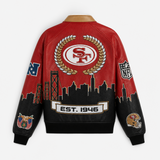 The Golden Gate Dynasty — San Francisco 49ers Vegan Leather Skyline Jacket