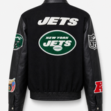 New York Jets Wool & Leather Varsity Jacket Black/Black