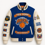 New York Knicks 2026 NBA Champions Wool & Leather Jacket Blue