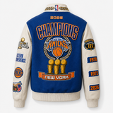 New York Knicks 2026 NBA Champions Wool & Leather Jacket Blue