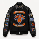 New York Knicks 2026 NBA Champions Wool & Leather Jacket Black