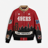 The Golden Gate Dynasty — San Francisco 49ers Vegan Leather Skyline Jacket