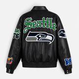 Seattle Seahawks Full Leather Jacket Old English Black